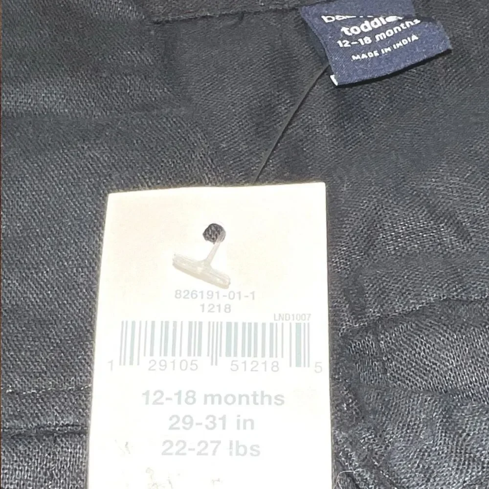 ☑️ Baby Gap Black Linen Blend Guayabera Button Shirt 12-18 Months